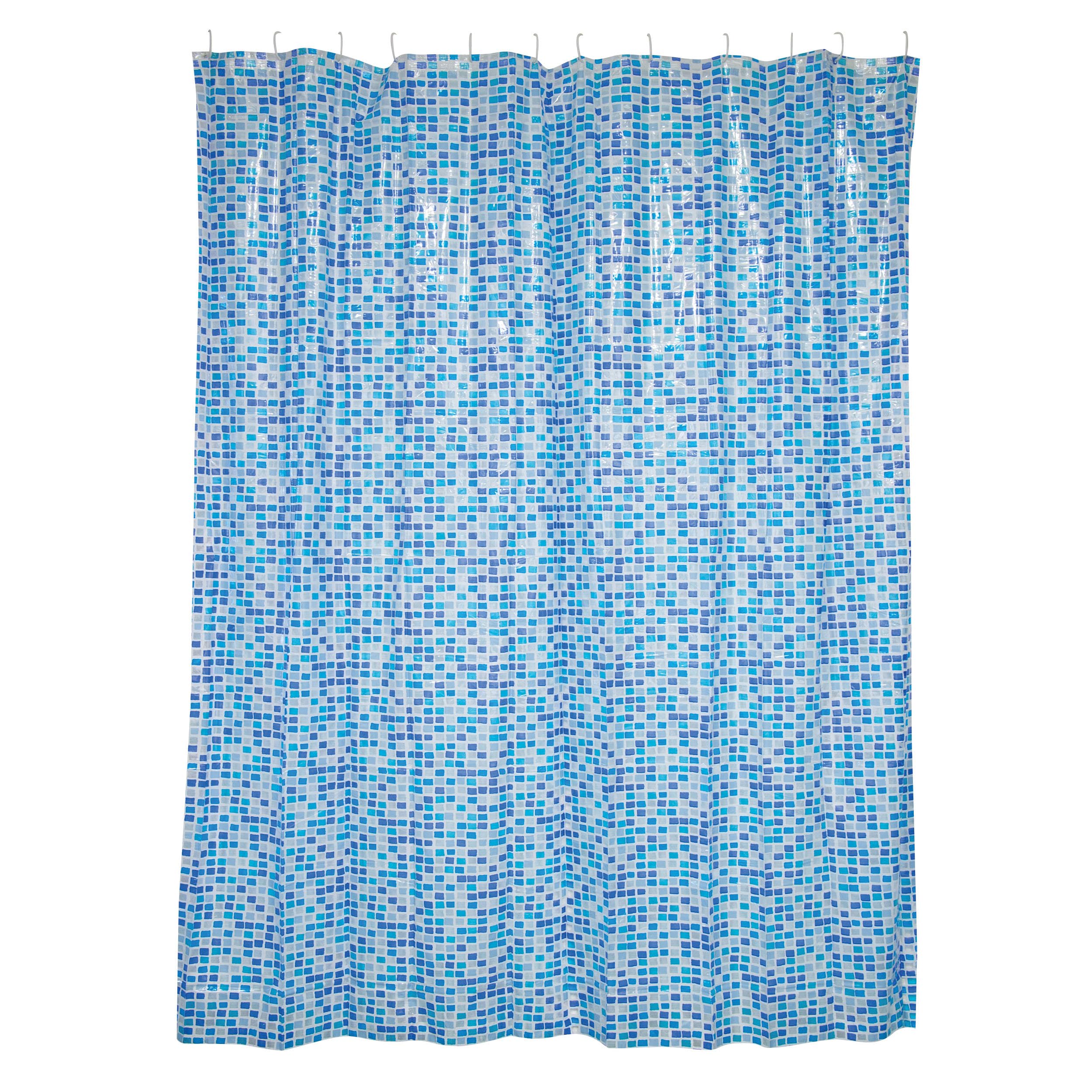 MSV "Bluemosaik Polyvinyl Chloride Shower Curtain, Multi-Colour, 200 x 180 cm