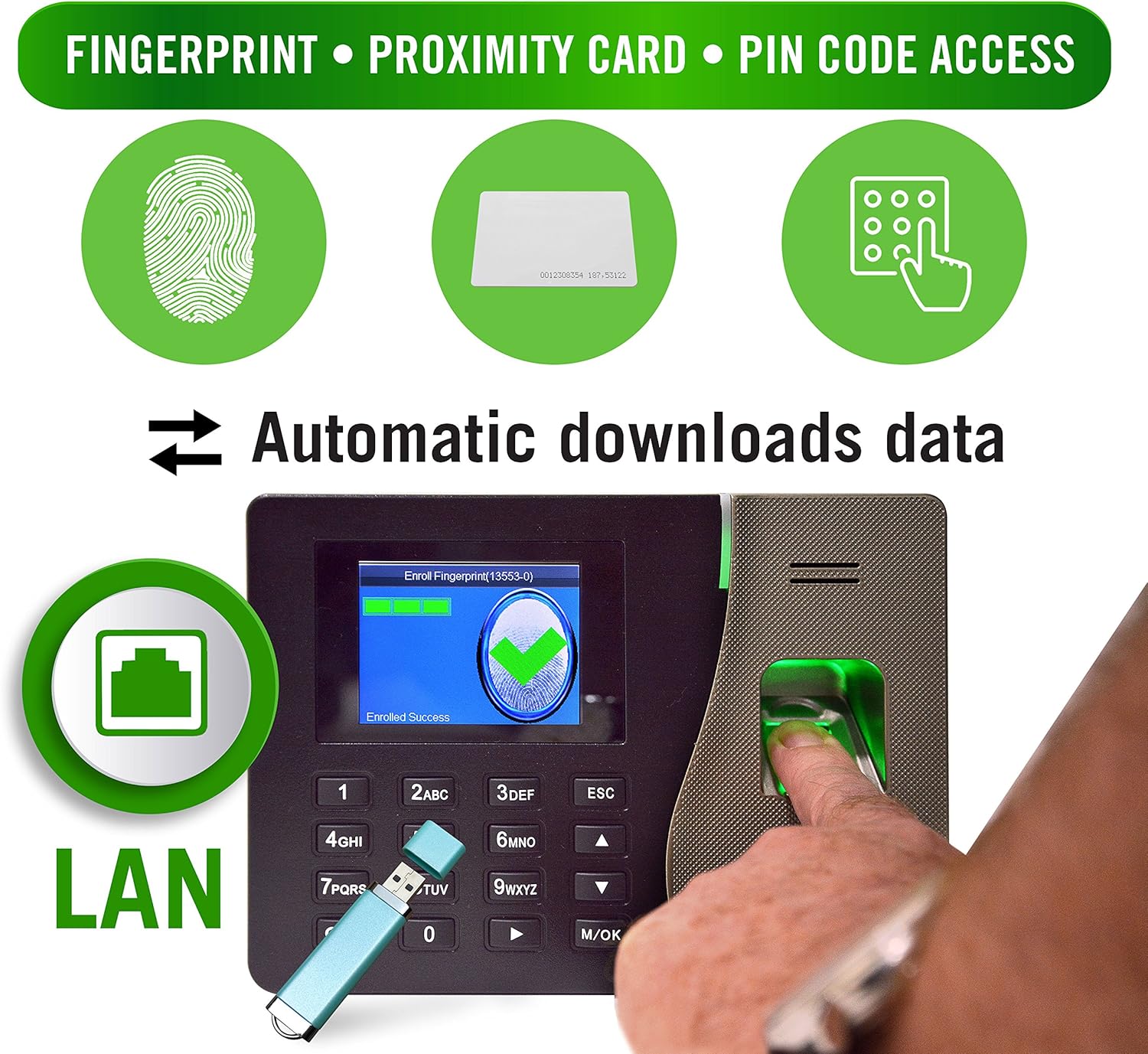 Timedox Silver Plus Biometric Fingerprint Time Clock for Employees | $0 No Monthly Fee | One-Time Payment for The Software is Required | Export Dynamic Reports to Payroll | 2 Yr. Warranty : Office Products