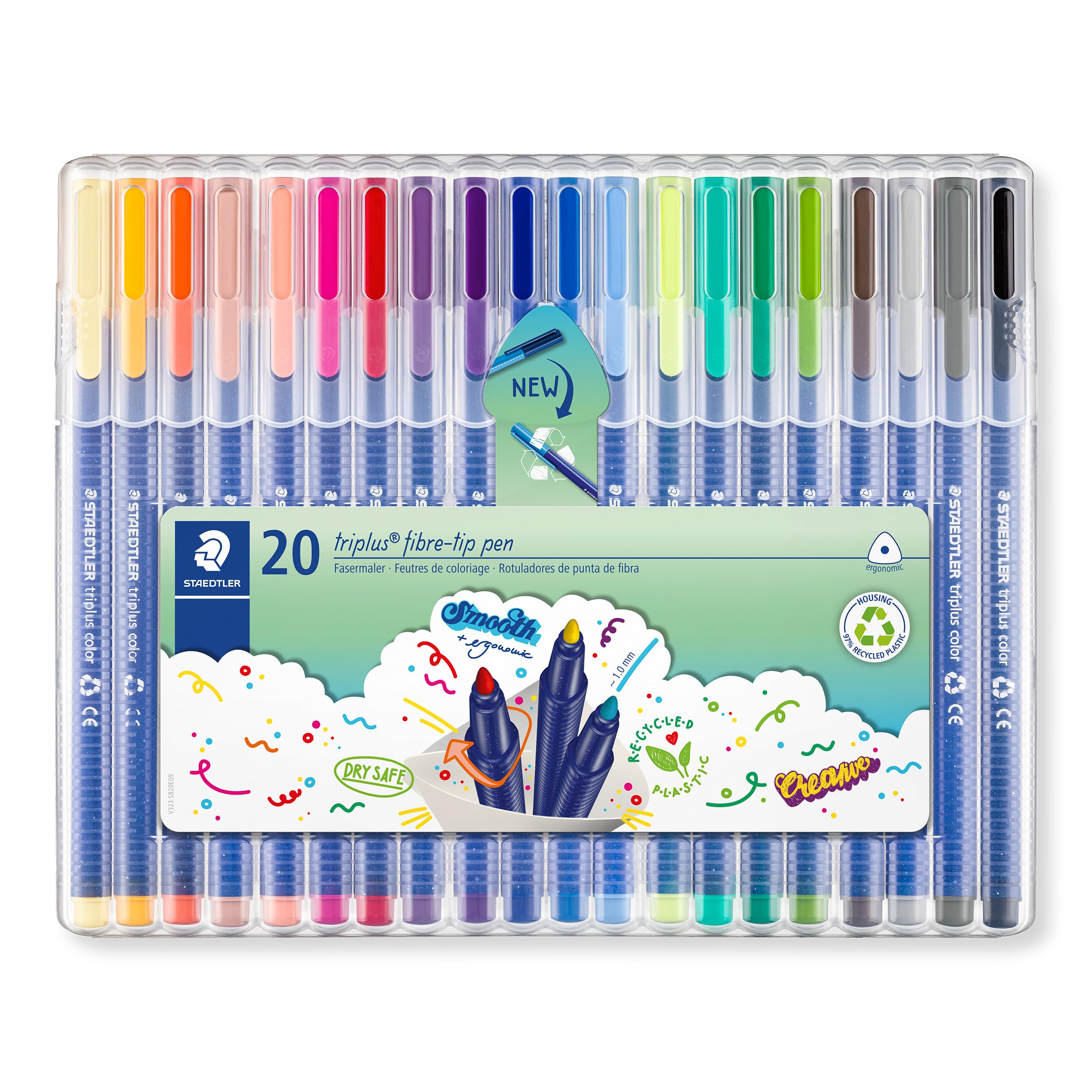 STAEDTLER 323 SB20 Triplus Colour Fibre-Tip Pens, 1.0mm - Assorted Colours (Pack of 20) โ image 1