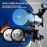 AOMEKIE 70mm Refractor Telescope 150X with Tripod Moon Filter Smartphone Adapter view 2