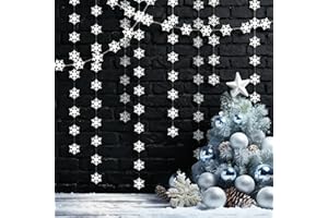 Cheerland Clearance Winter Wonderland Party Decorations White Snowflake Garland Hanging Christmas Snowflakes Ceiling Decor Snow Flake Streamer for Birthday Holiday Baby Shower Office New Year Supplies
