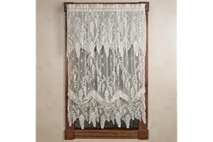 TOUCH OF CLASS Luxury Sheer Polyester Wisteria Arbor Lace Window Treatment | 2 Piece Set Balloon Shade, Insert Valance | Classic | Ivory | Elegance Charm | Rod Pocket Curtains | Machine wash | Light Filtering