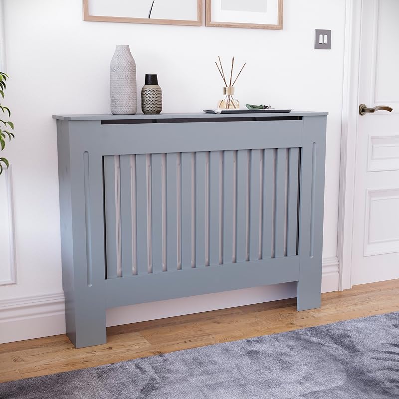 Vida Designs Chelsea Radiator Cover Grey Medium Modern Vertical Slat 82x111x19