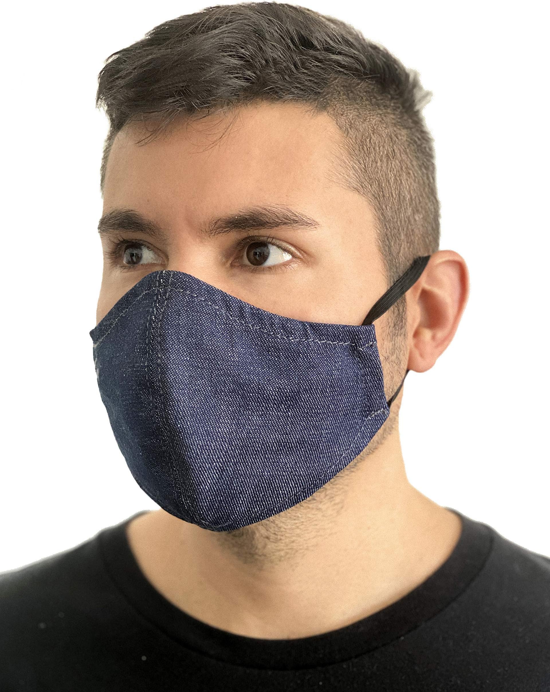 Safety Face Masks - Pocket For Filter - Blue Denim