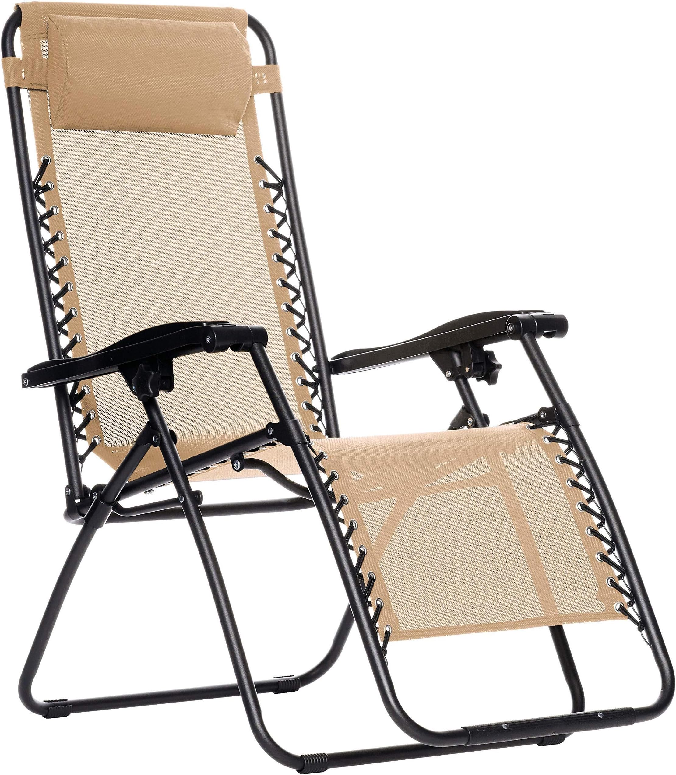 Amazonbasics Zero Gravity Reclining Lounge Portable Chair, Beige
