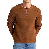RQP Men's Henley Sweater Long Sleeve Button Crewneck Sweater Knit Sweater Casual Waffle Texture Pullover Sweater