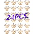 12/24/48 pcs Small metal crown brooch pins for women fashion men suit jacket clothing Gold silver Diamond wedding party Pageant Decorative Invitation brooches pin holiday gift bulk