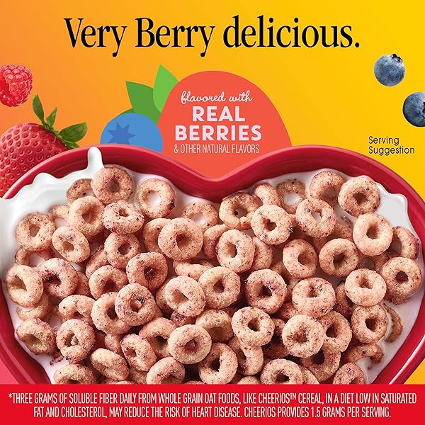 VERY BERRY CHEERIOS, HEART HEALTHY GLUTEN FREE BREAKFAST CEREAL, MADE WITH WHOLE GRAIN OATS, 10.9 OZ