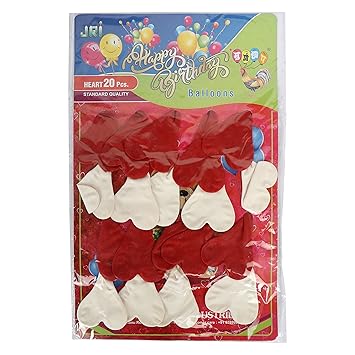 Ang Heart Shape Red White Colour Combination Balloons For Birthday