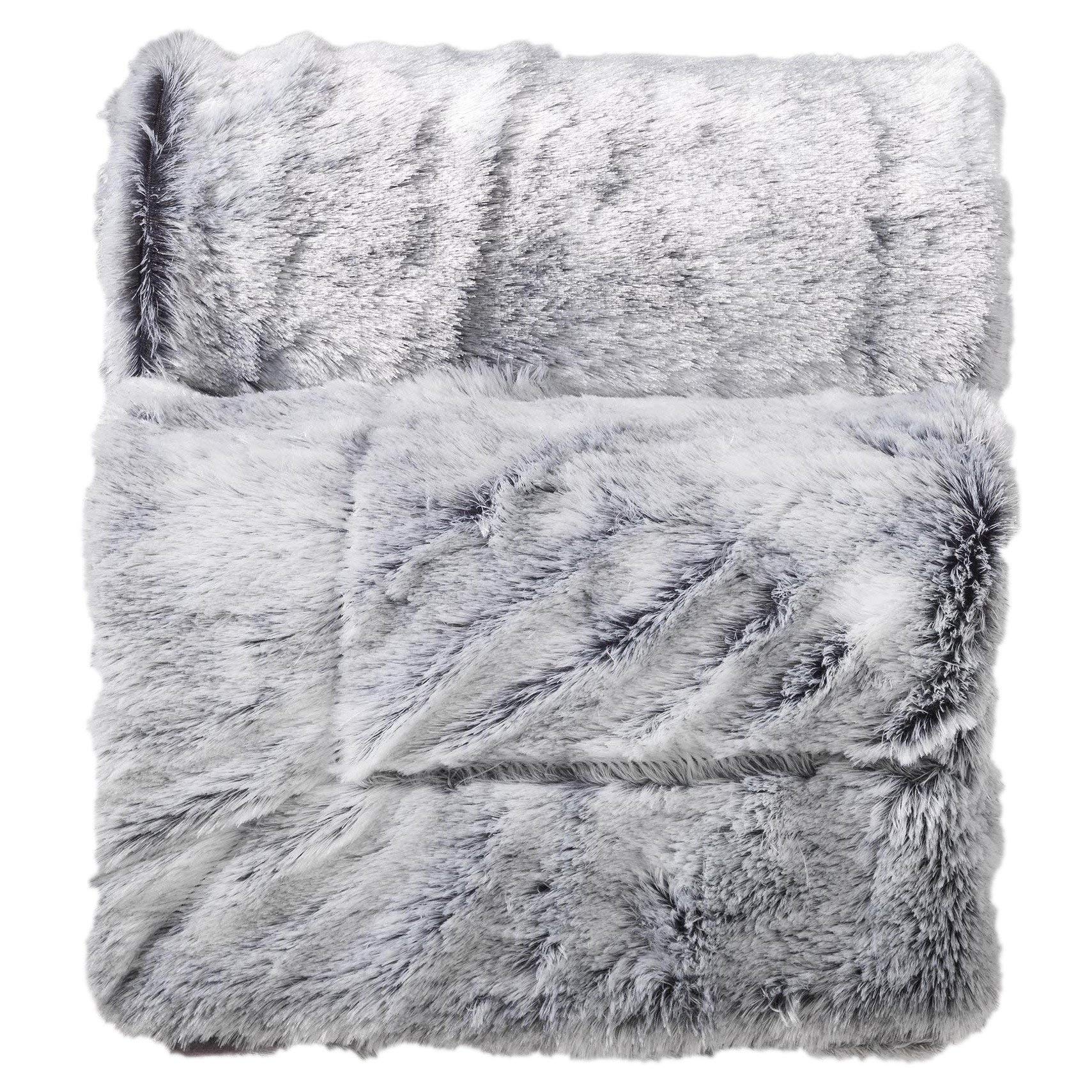 Douceur d'Intérieur - Faux Fur Polyester Blanket - 125 x 150 cm - Grey, polyester, gray, 125 x 150 cm