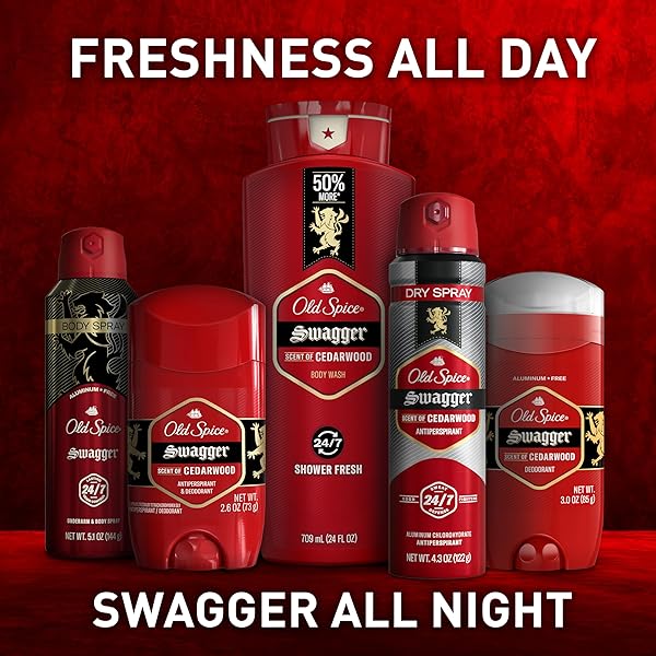 OLD SPICE ANTIPERSPIRANT DEODORANT FOR MEN, 24/7 SWEAT & ODOR PROTECTION, 24/7 LASTING FRESHNESS, INVISIBLE SOLID, SWAGGER WITH CEDARWOOD SCENT, 2.6 OZ (PACK OF 2)