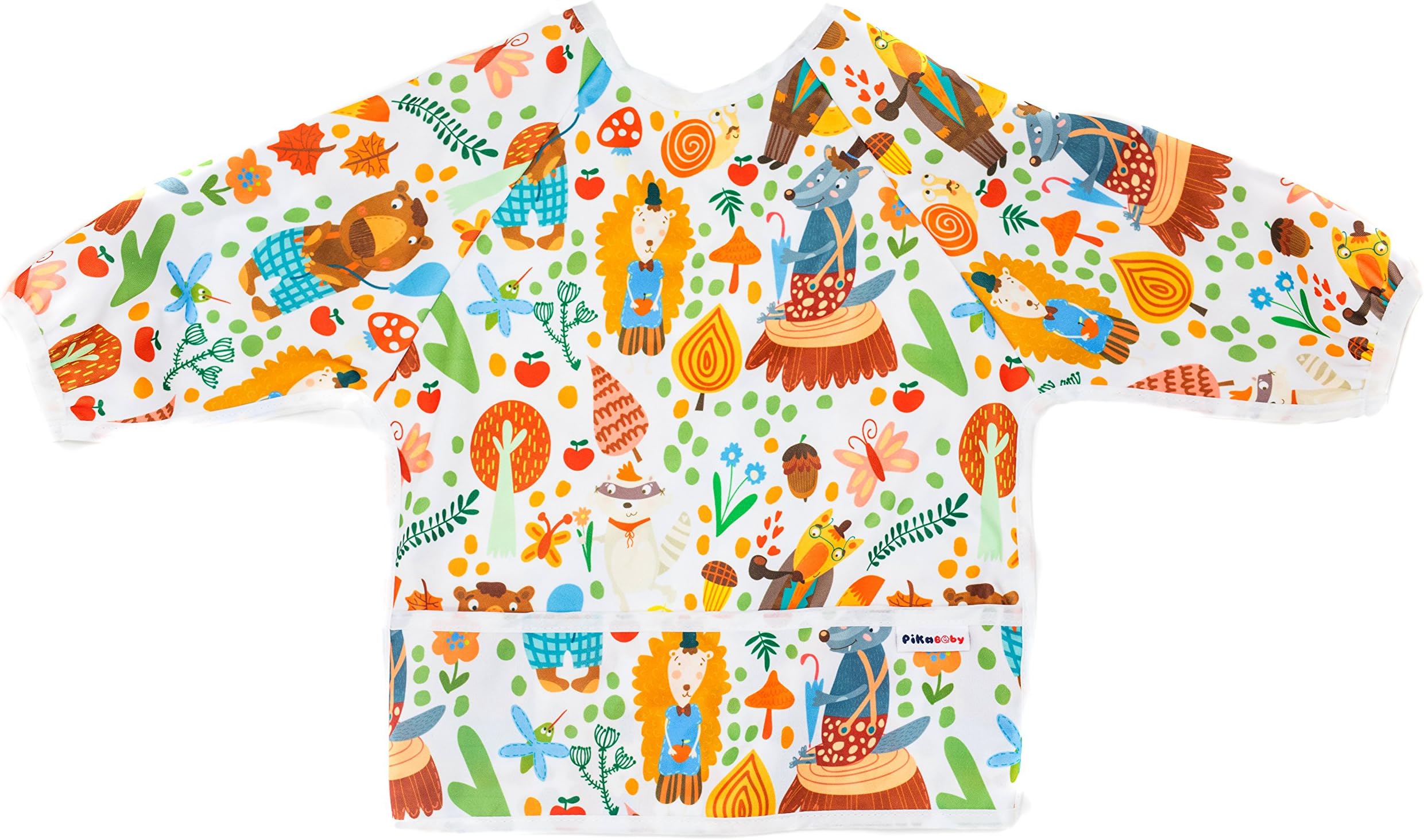 Pikababy Long Sleeved Bib Waterproof Bibs with Pocket - 6 to 24 Months Baby Girl and boy Colors (Alice)