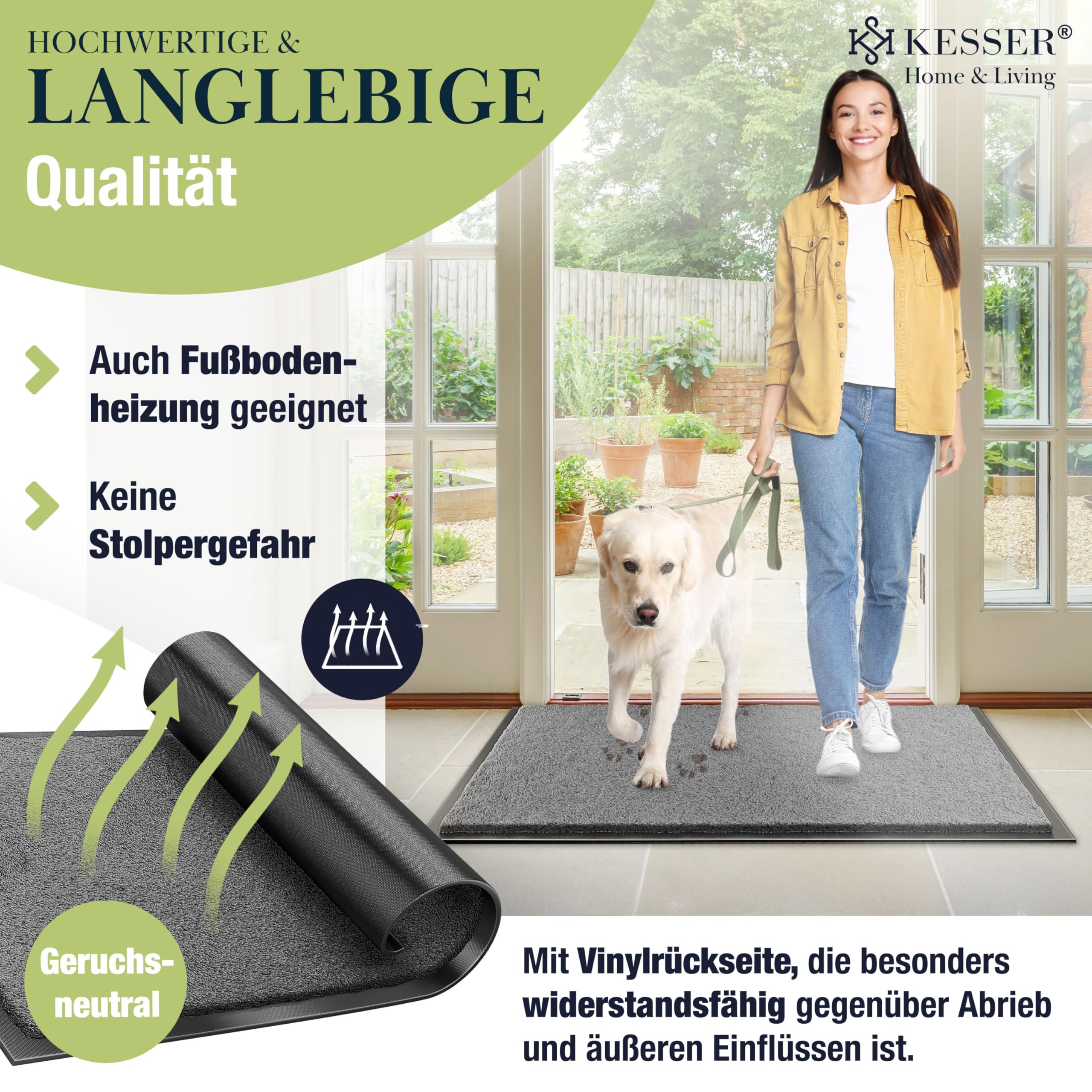KESSER Schmutzfangmatte, Profi Fußmatte in vielen Größen, Türmatte, Teppich, Fußabtreter & Fußabstreifer, rutschfest, wetterfest, maschinenwaschbar, Haustür & Wohnungseingang,Anthrazit 60x90cm 5