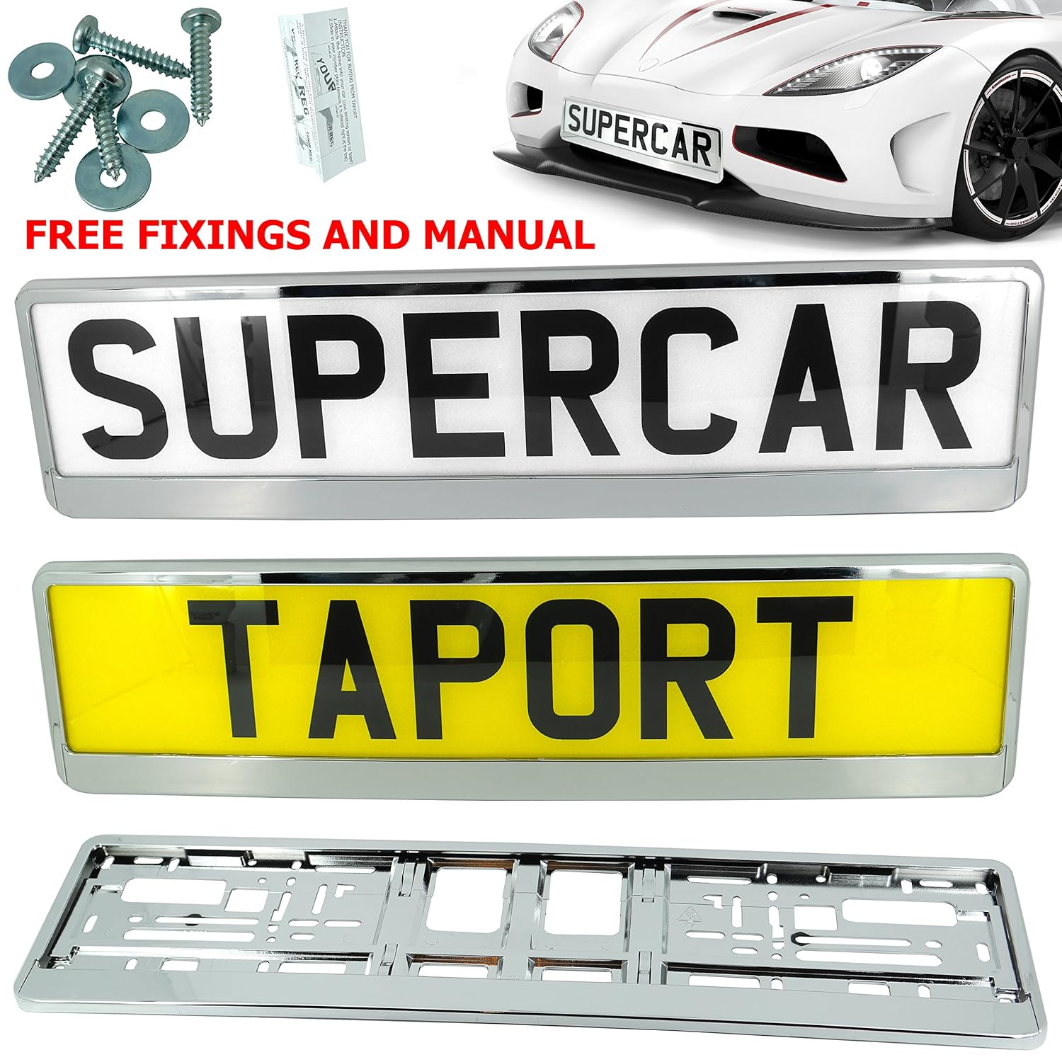 TAPORT® Car Registration License Number Plate Surrounds Holder Frame