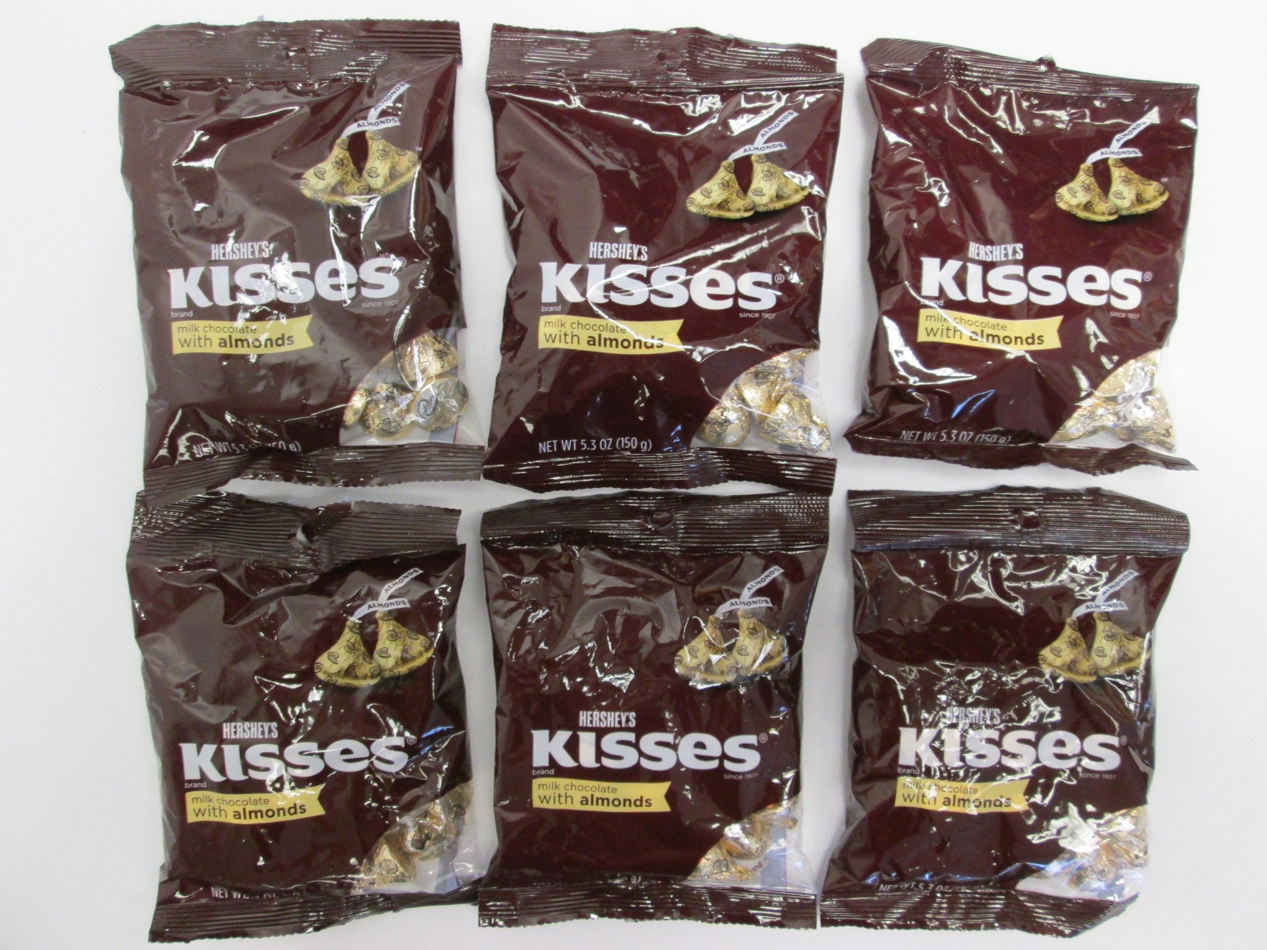 Hershey’s Kisses Milk Chocolates with Almonds, 5.3Ounce Bag (Pac k of