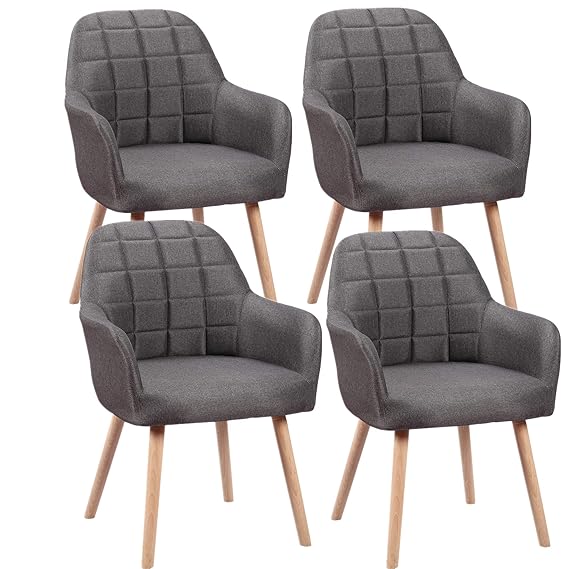 HENGMEI Esszimmerstühle 4er Set Wohnzimmerstuhl Küchenstühle Bürostuhl mit armlehne für Küche, Büro, Konferenzzimmer (Grau, 4