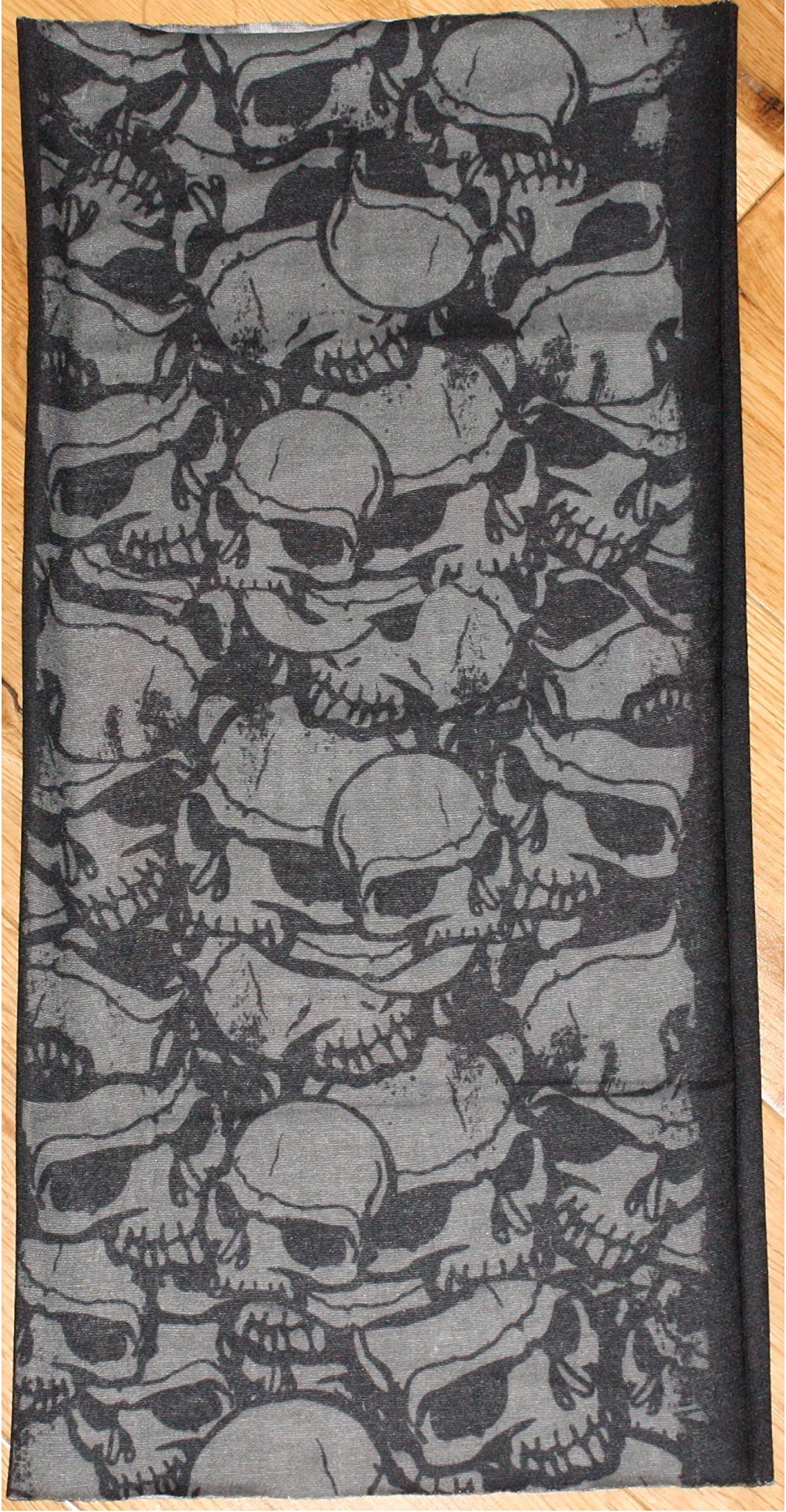 Pile of Grey Skulls Red Maltese Cross on Black Tube Snood Scarf Multifunctional