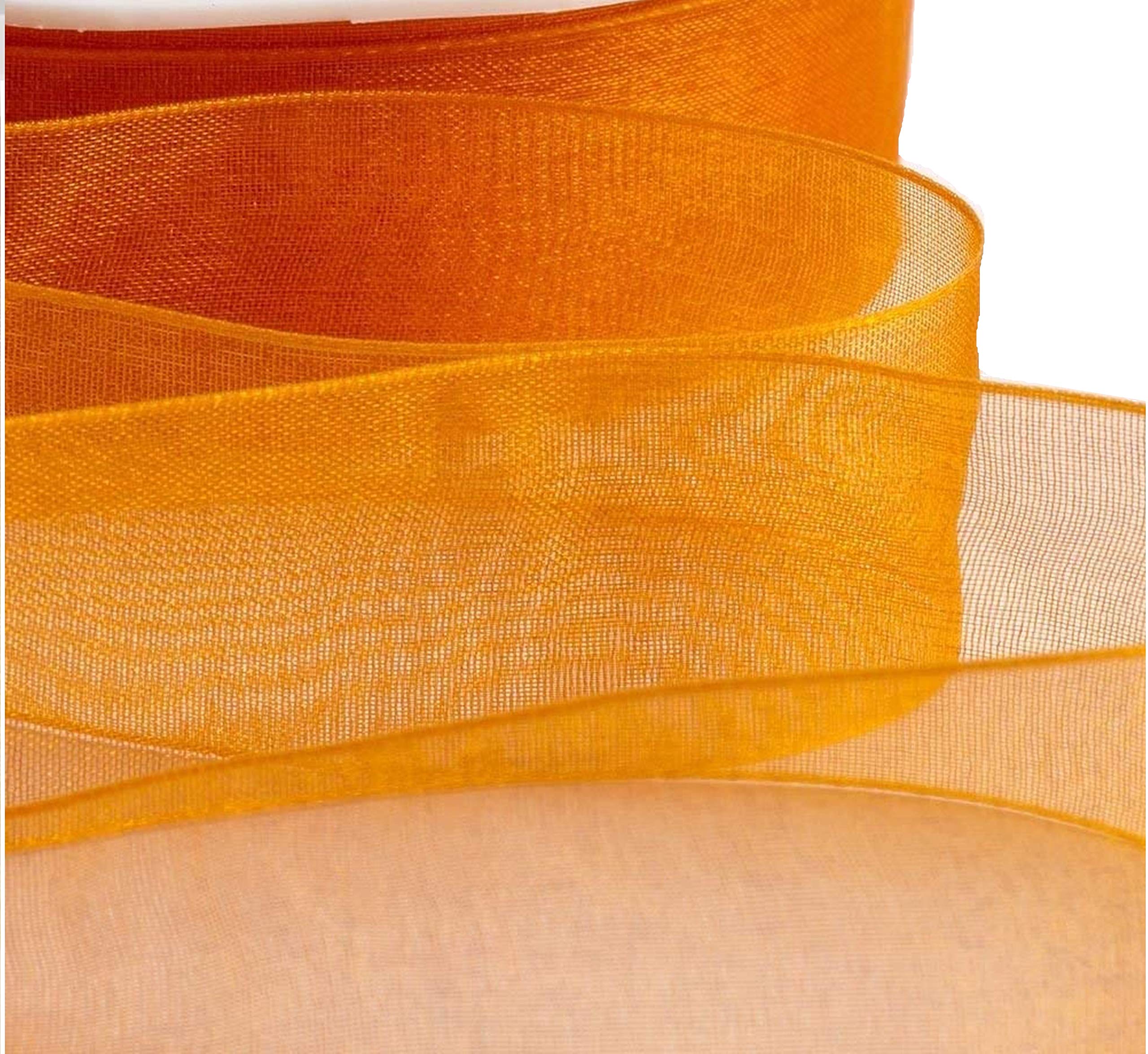 20mm Orange Organza Ribbon 45 Meters s Gift Wrap Ribbon, Ribbons for Gift Wrapping, Christmas Ribbon, Gift Wrapping Ribbon for Crafting, Wedding Party Decor