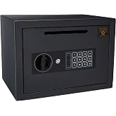 Paragon Safe Drop Safe for Home or Business, Black, 0.54 Cubic Feet | Digital Compact Steel Money Security Box with Keypad to Deposit Cash Easily