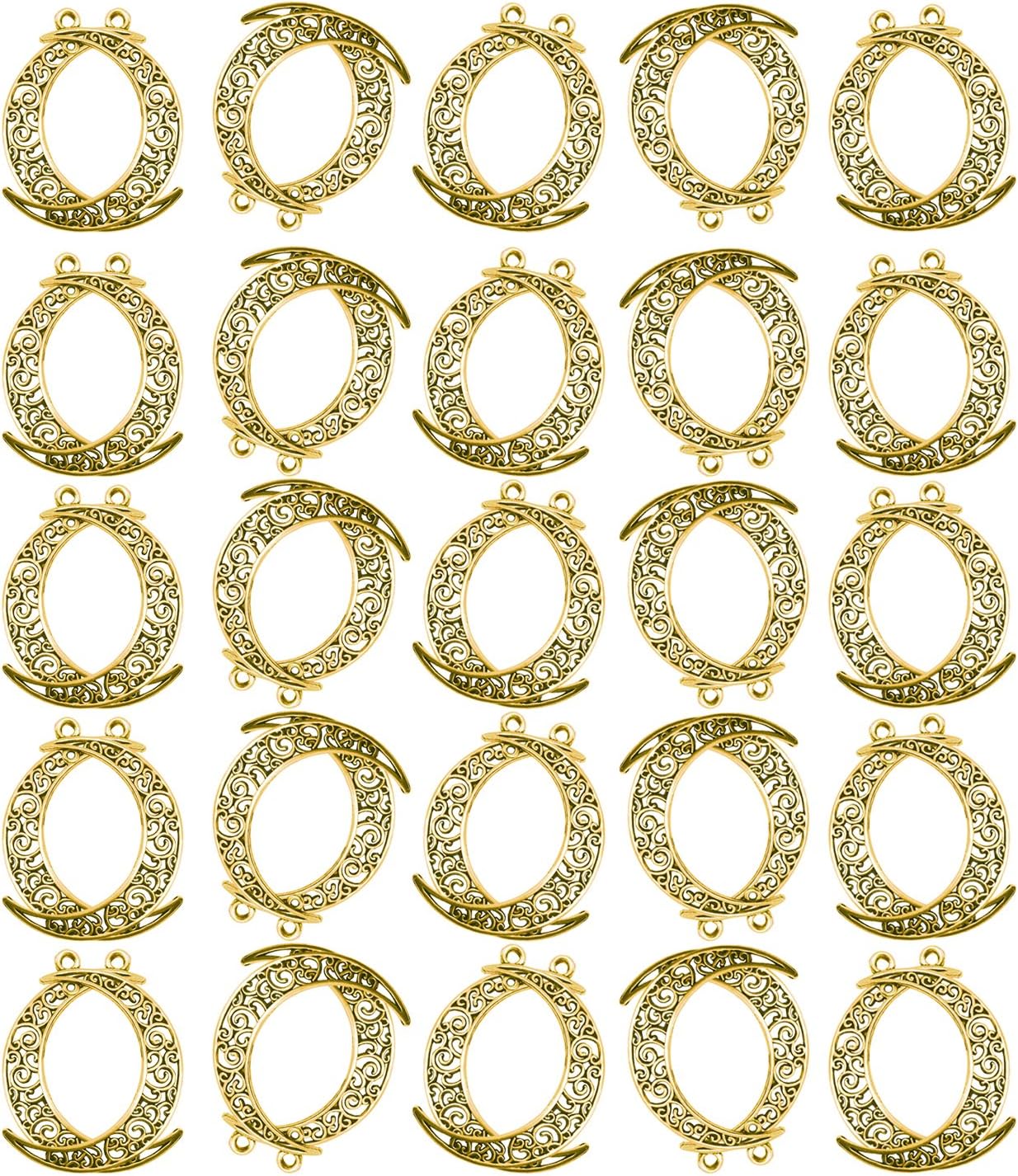 SuZhi 50 Pcs Hollow Moon Luna Crescent Symbol Charms Pendant Bracelet Necklace Earrings Crafting DIY Jewelry Making Accessory (Copper)