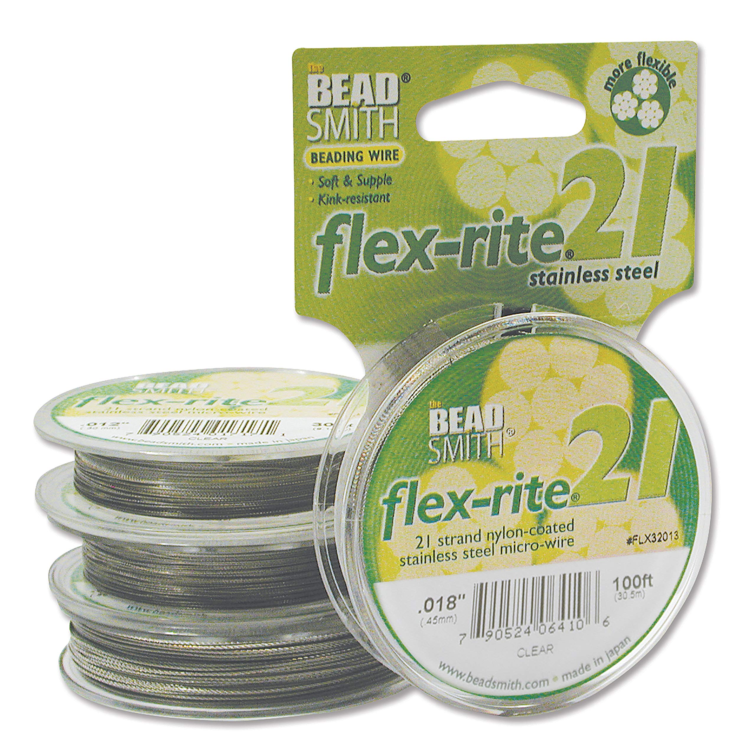 The Beadsmith Flex-Rite 21 Strand Nylon Coated, Stainless-Steel Beading Wire, Jewelry Making Supply (.018 Dia, Clear - 100 Ft) โ image 1