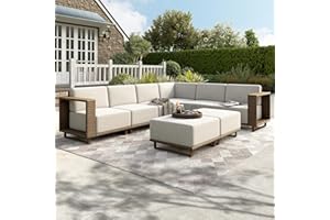 HERA'S HOUSE 8 Pieces Patio Furniture Set, 6 Sectional Outdoor Rattan Wicker Sofas with 2 Ottomans, All Weather Patio Conversation Set with 5.3" Widened Armrest, 10" Premium Ultra Thick Comfy Cushion