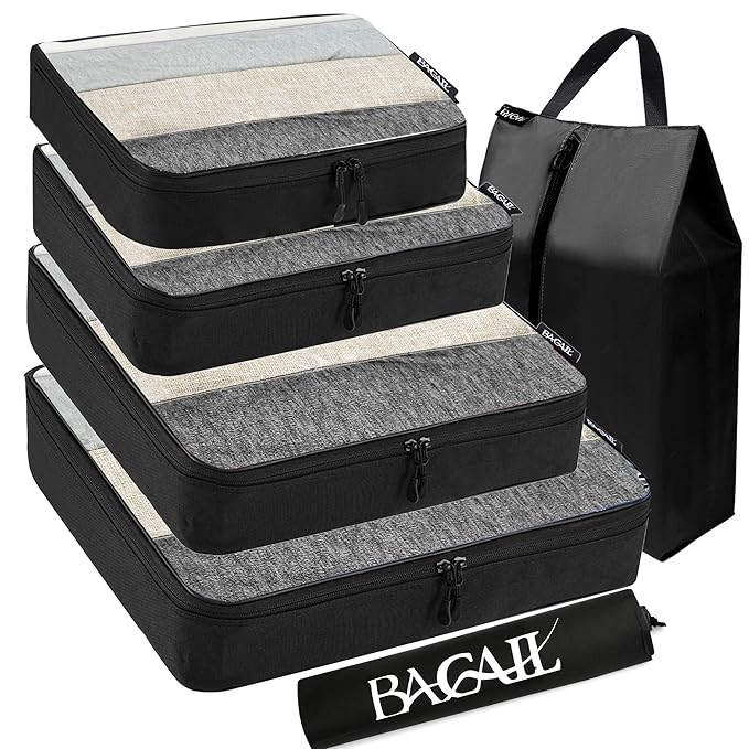 BAGAIL 6 Set Packing Cubes,Travel Luggage Packing Organizers with