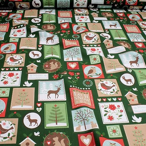 Stoff Weihnachtsstoff Baumwolle grün Patchwork Winter Let it snow