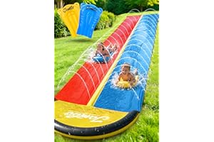 JAMBO XL Premium Slip Splash and Slide with 2 Bodyboards, Heavy Duty Water Slide with Advanced 3-Way Water Sprinkler System, 
