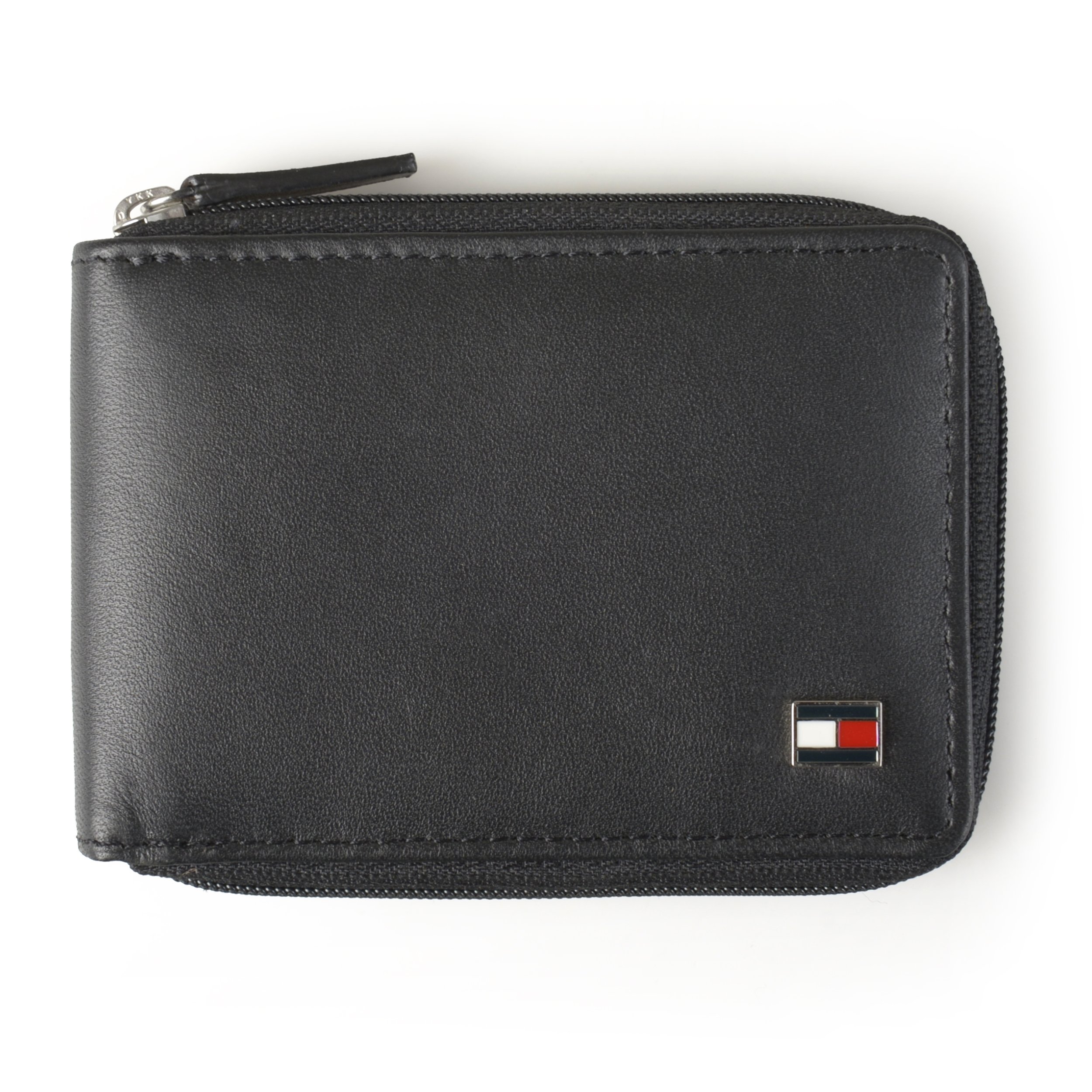 Tommy Hilfiger Men's Oxford Ziparound Wallet, Black, One Size