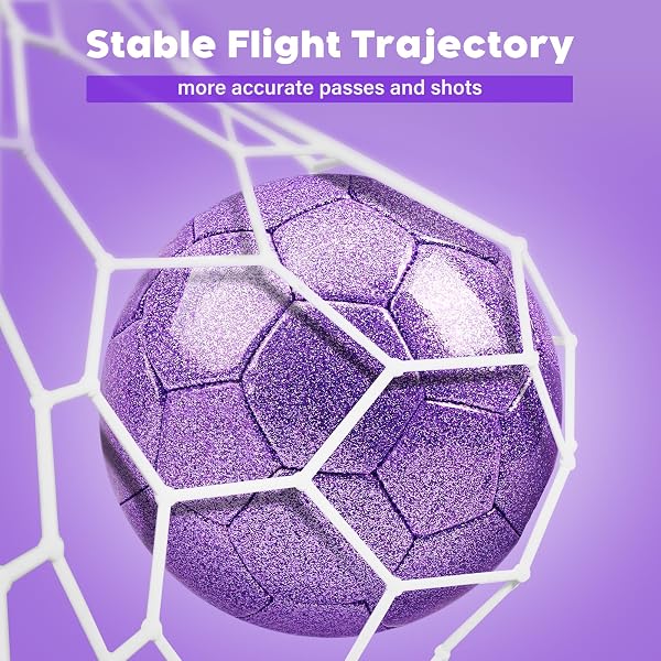 CHAMPHOX SIZE 4 SOCCER BALL GLITTER PINK – KIDS AGED 4-6 6-8 8-12 OUTDOORS SPORTS TRAINING BALL RECREATION PLAYING BALL TEENS GIRLS CHILDREN YOUTH BACK TO SCHOOL BIRTHDAY (GLITTER PURPLE, SIZE 4)