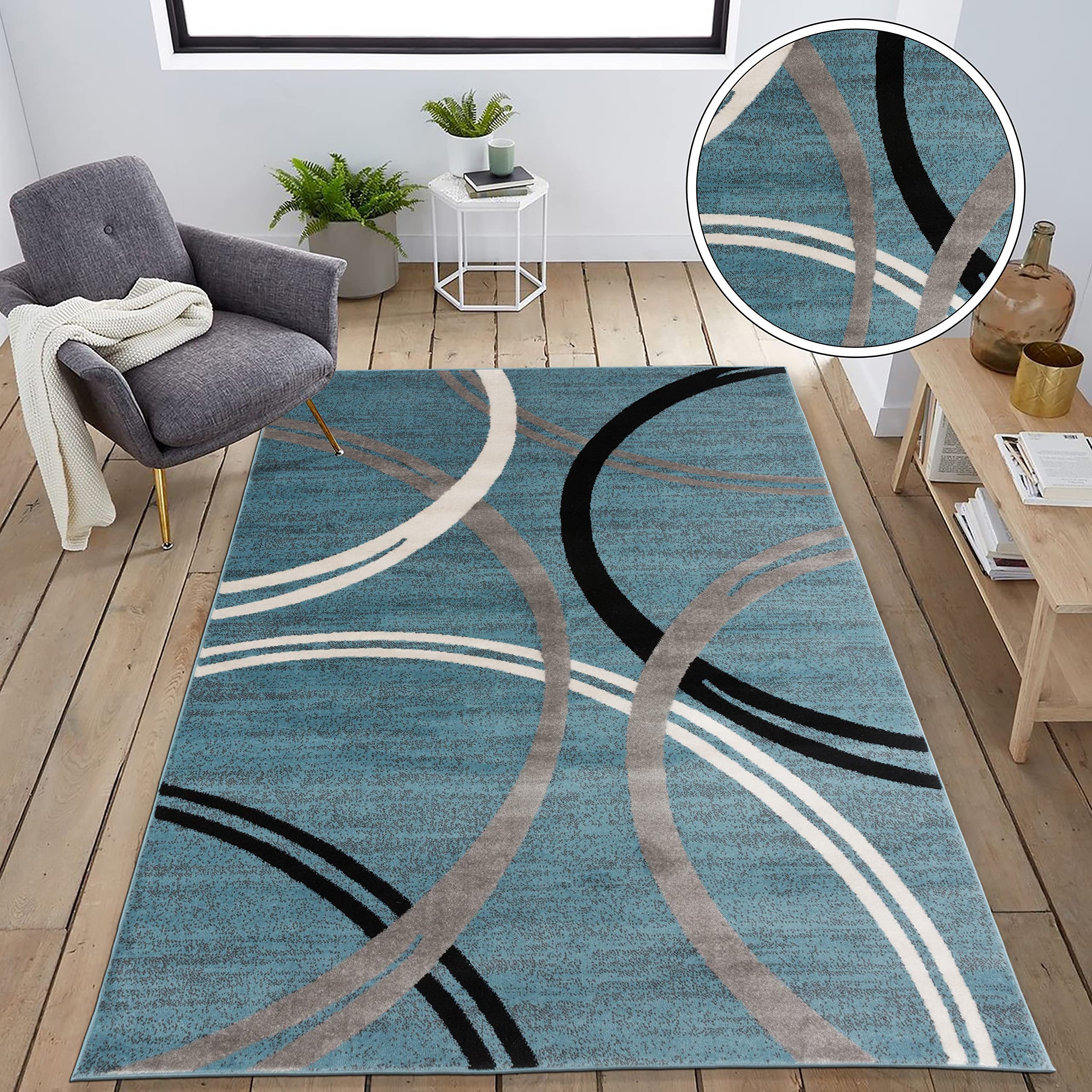 Rugshop Modern Wavy Circles Design Area Rug 5' 3