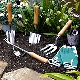 Kingswood Green 4-Piece Garden Tool Set - Ash Handles, Stainless Steel view 3
