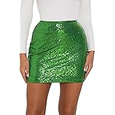 GUANYY Women's Sequin Skirt High Waisted Stretchy Bodycon Pencil Mini Sparkly Skirts Night Out Party