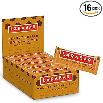 Larabar Gluten Free Bar, Peanut Butter Chocolate Chip, 1.6 oz Bars (16 Count)