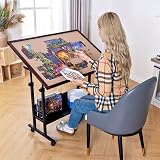 Becko US Jigsaw Puzzle Table 1500pc Tilting Height Adj 4 Wheels Storage view 9