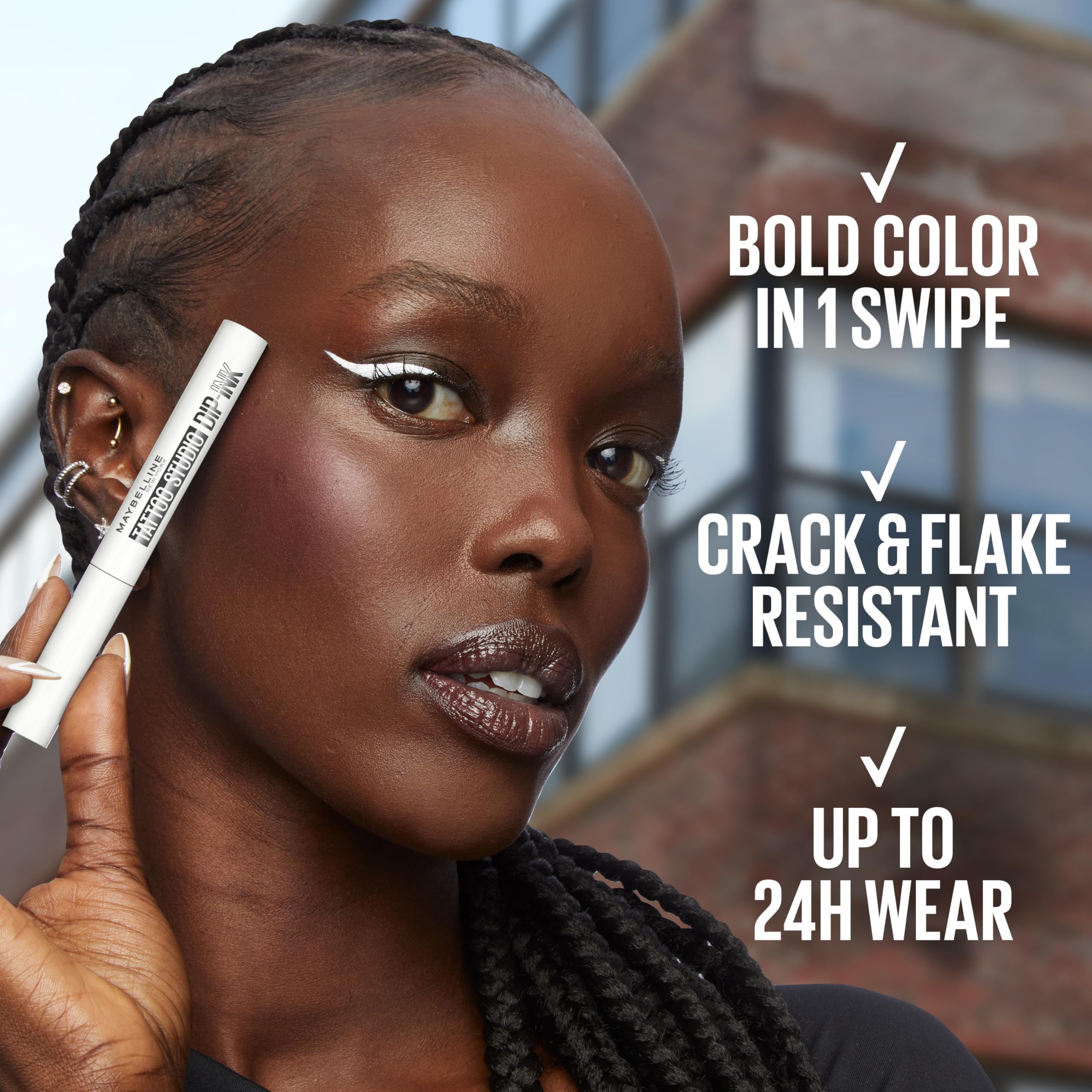 MAYBELLINE Tattoo Studio Dip-Ink Liquid Eyeliner, Waterproof Eyeliner With Up to 24 Hour Wear, Black Track, 1 Count