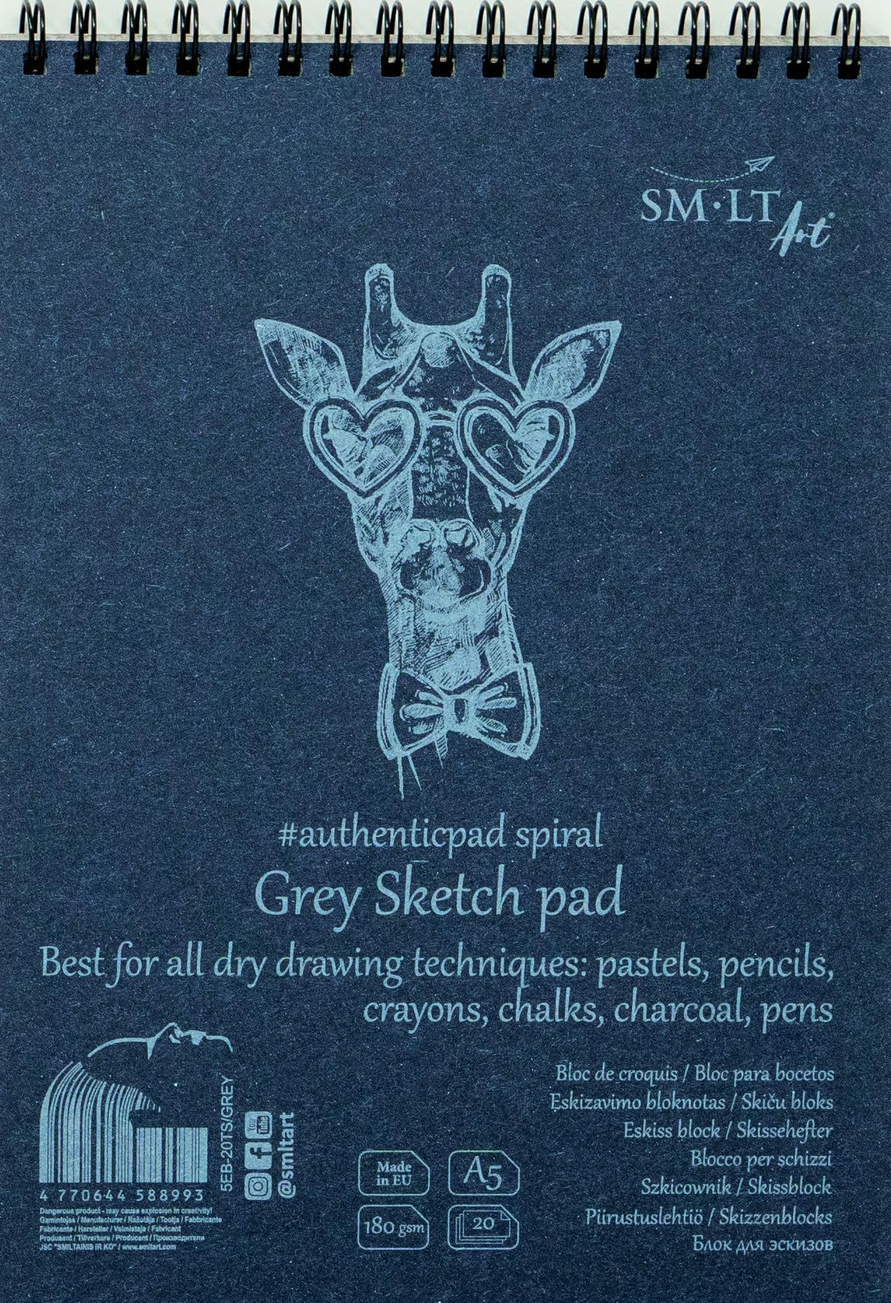 SMLT AB-35TS/B Authentic Line - Watercolor pad (A5, 280 g/m², 35 sheets) color grey with perforation.