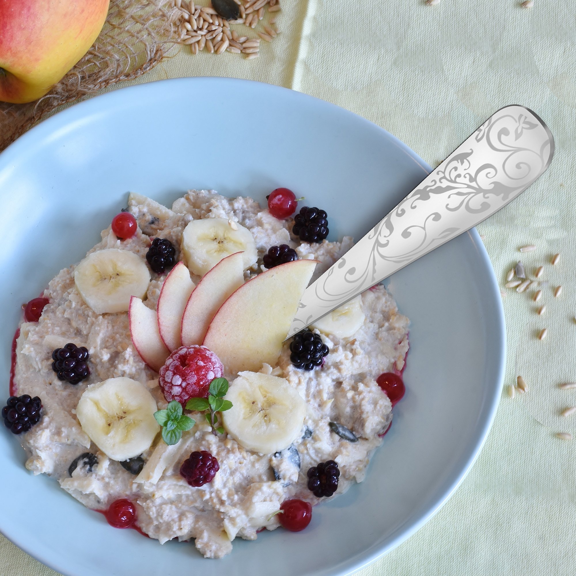 8-piece 18/10 Stainless Steel Teaspoon set of 8, 6.7inch, nice laser pattern on handle