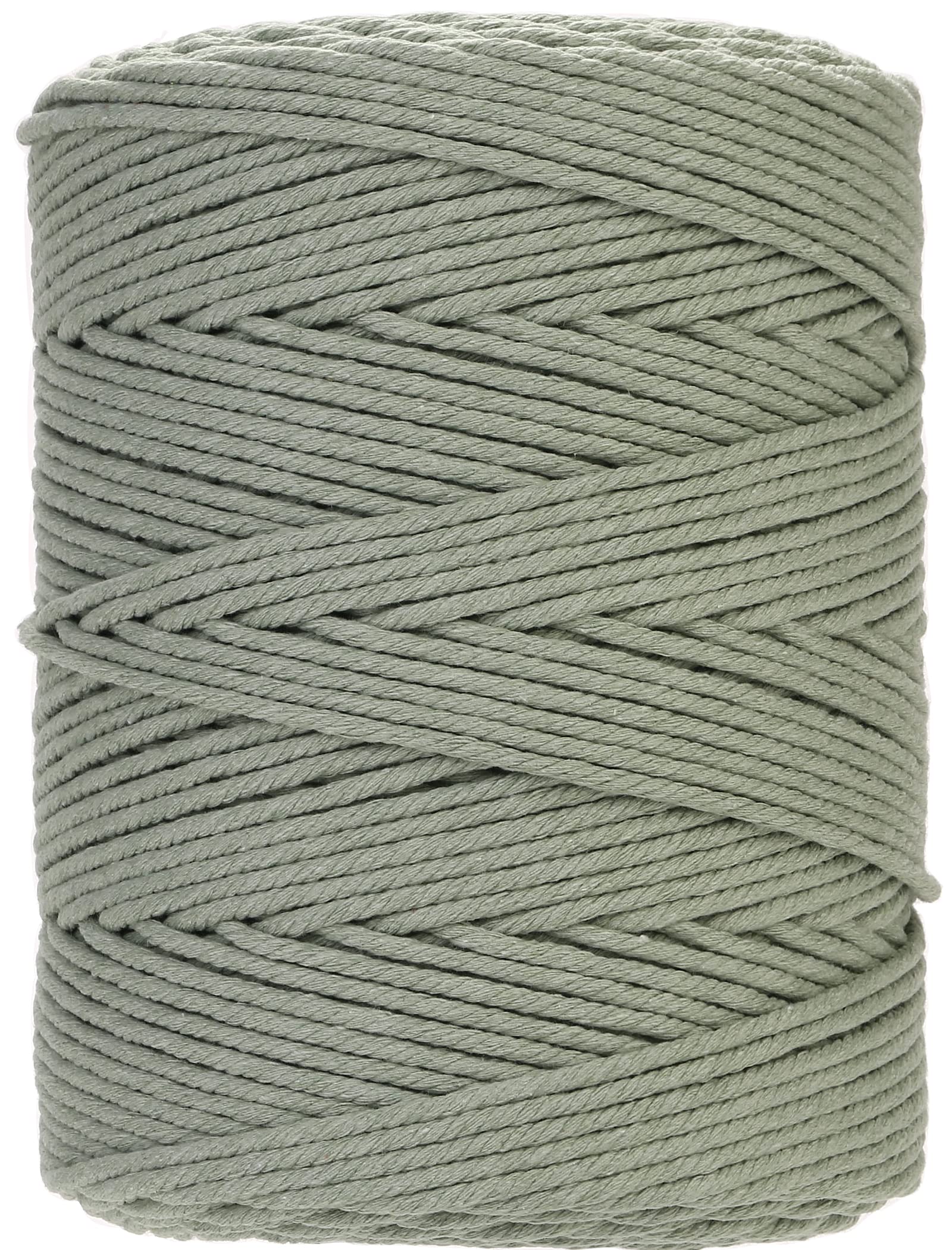 GOHOF 4mm x 300m Premium Cotton Macrame Rope, 4 Strand Twisted Soft Cotton Cord, Perfect for Macrame Art, Eco-friendly, Pea Green