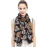 Lina & Lily Day of the Dead Sugar Skull Print Large Scarf Shawl Lightweight