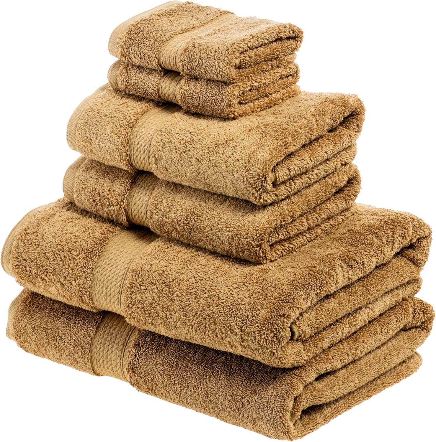 SUPERIOR Egyptian Cotton Solid Towel Set, 6PC, Toast