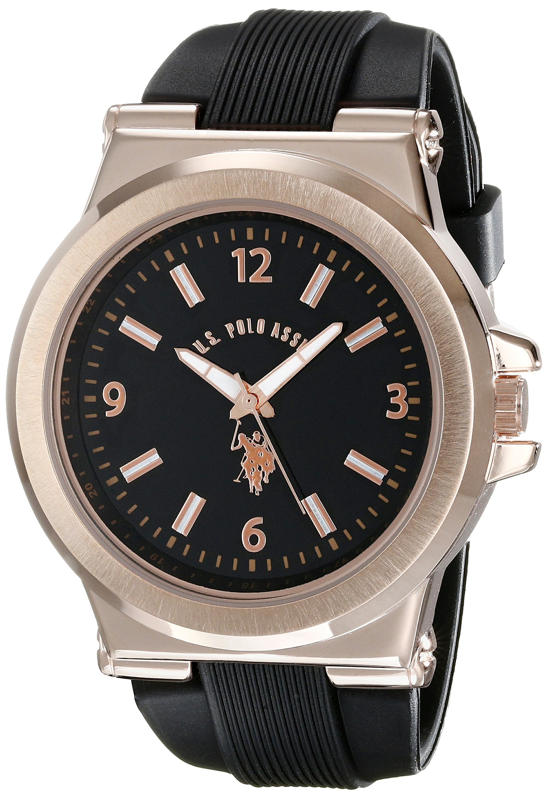 Photo 1 of U.S. Polo Assn. Sport Men's USC90006 Rose Gold-Tone and Black Silicone Strap Watch
