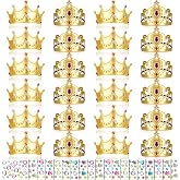 Yaomiao 44 Pcs Foam Crowns for Kids Princess King Hat Bulk, Vintage Style | DIY Crown Making Kits with Diamond Stickers for Princess King Classroom Birthday Party Favors Supplies