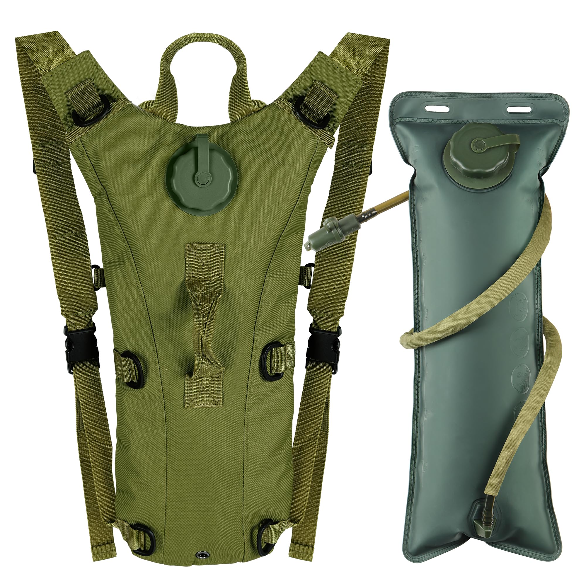 Outplea Military 3L Hydration Backpack with Water Bladder, Lightweight Army Hydration Pack for Cycling Hiking MTB Motorcycling, Army Green