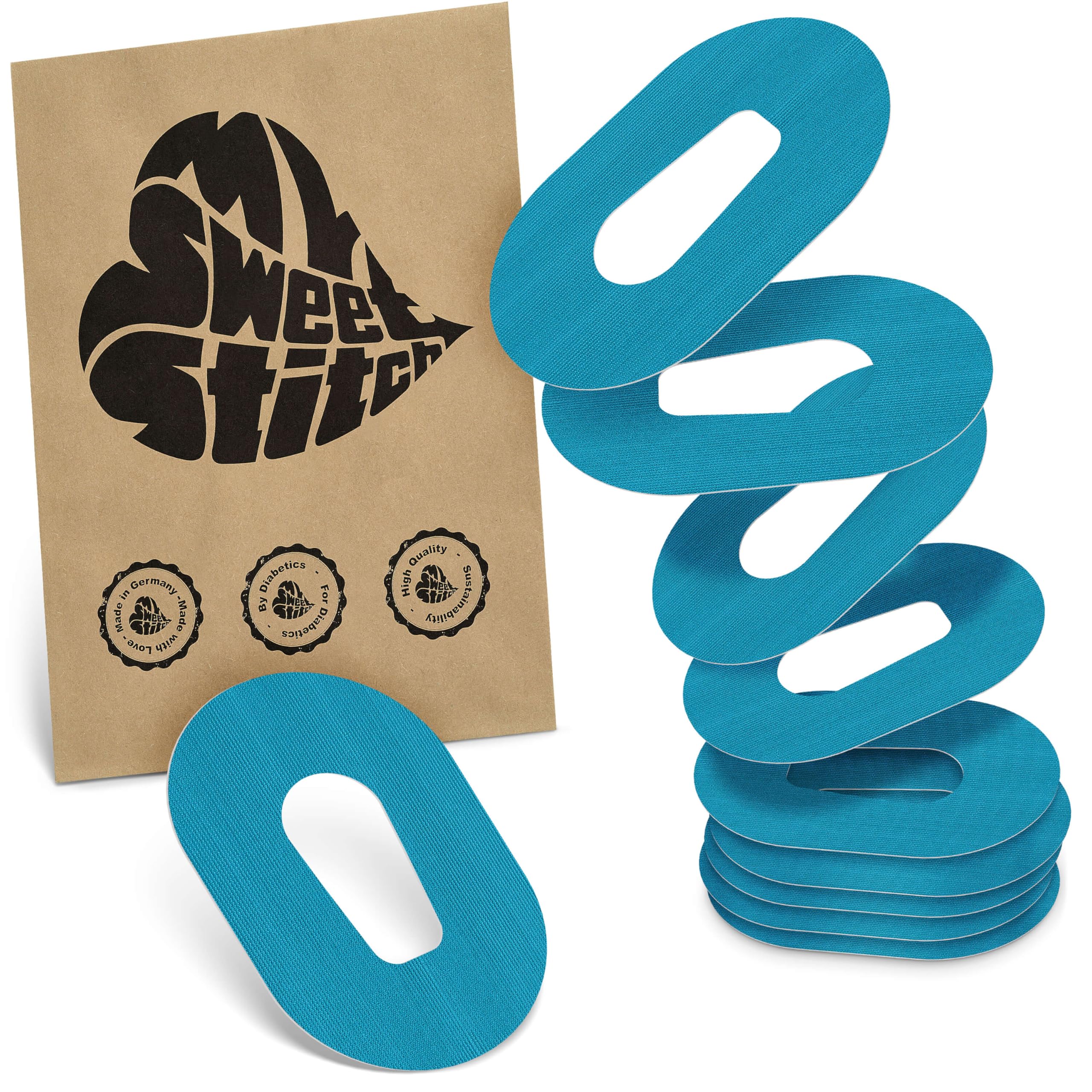 MySweetStitch - 10 x Dexcom G6 Patches, Overpatch Ø 70 x 55mm, Waterproof, Breathable, Skin-Friendly, Made in Germany, Petrol