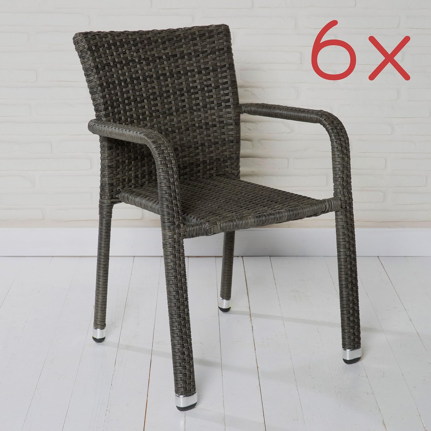 6 Gartenstühle Aluminium grau stapelbare Balkonstühle Poly ...