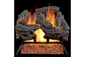 HEARTH SENSE HearthSense CSW18HVL Natural Gas Vented Fireplace Logs Set with Match Light, 45000 BTU, Heats up to 1650 Sq. Ft, Colorado Split Wood, 18 Inches