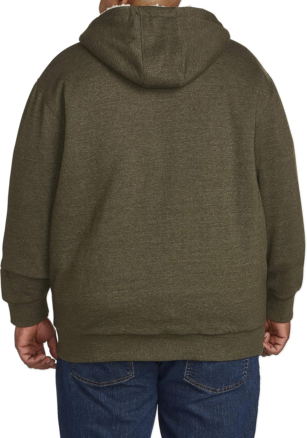  Essentials Men's Big & Tall Sherpa Lined Full-Zip Hooded Fleece Sweatshirt fit by DXL: Clothing