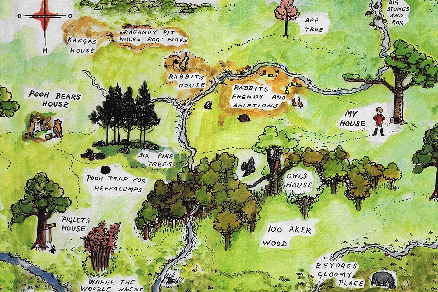 100 acre wood map 100 Acre Wood Map Cartoon Backdrop For Party 9x6ft Amazon In Electronics